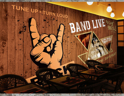 

Custom 3d mural 3D personality rock music fashion graffiti wallpaper wood bar restaurant cafe KTV mural wallpaper