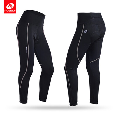 

NUCKILY Winter Women Bike Apparel Spandex Warmer Fleece Cycling Tights GN001