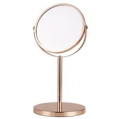 

Ou Runzhe mirror double-sided 360 degree rotatable reverse 2 times magnification thick frame vanity mirror desktop mirror 15 cm French gold