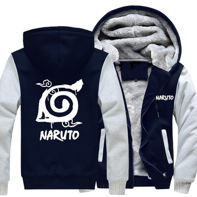 

2018 New Naruto Hoodie Anime Uchiha Sasuke Cosplay Coat Uzumaki Naruto Jacket Winter Men Thick Zipper Luminous Sweatshirts USA Siz