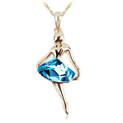 

Yoursfs® 18K Rose Gold Plated Dancer Necklace Используйте синее австрийское кристальное ожерелье из драгоценного камня