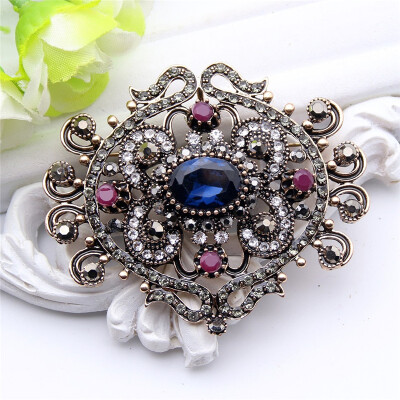 

SUNSPICE MS Turkish Vintage Flower Resin Brooch Pins Antique Color Round Brooches Jewelry Ethnic Bohemia Hijiab Lapel Corsage