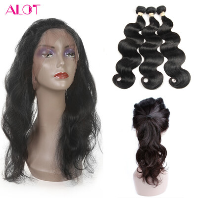 

Alot 360 Lace Frontal With Bundle Малайзийская волна тела 360 Фронтальная с 3 комплектами Top 360 Кружево Фронтальное закрытие со связями Человек H