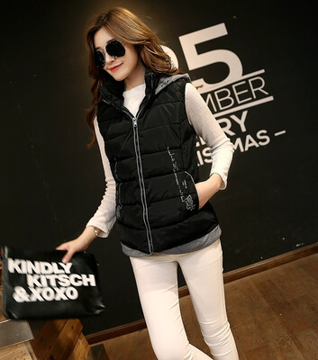 

2017 winter new female Hooded Vest cotton coat vest all-match cotton vest
