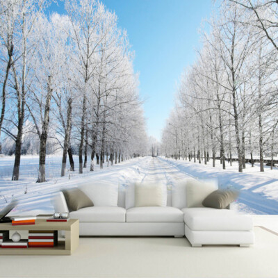 

Custom Size 3D Wall Murals Wallpaper Winter Snow Tree Road Living Room TV Backdrop Painting Wall Covering Wall Papers Home Decor