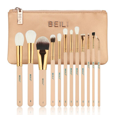 

BEILI Rosa 12 stücke Ziegenhaar Ätherisches Premium Stiftung lidschatten Erröten Pulver Textmarker Укротитель Make-Up Pinsel Set