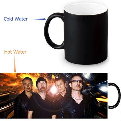 

U2 Rock Band 350ml12oz Heat Reveal Mug Color Change Coffee Cup Sensitive Morphing Mugs Magic Mug Milk Tea Cups