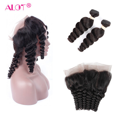 

Alot Cheap 7A Brazilian Loose Wave Virgin Hair 2 Bundles Loose Wave With 360 Lace Frontal With Loose Wave Bundles 360 Frontal