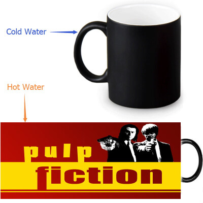 

Pulp Fiction 350ml12oz Heat Reveal Mug Color Change Coffee Cup Sensitive Morphing Mugs Magic Mug Milk Tea Cups