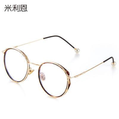 

Milin anti-blue light flat mirror computer game goggles men&women round frame anti-Blu-ray glasses M1710 black gold