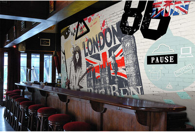 

Custom 3d mural 3d abstract graffiti mural European dessert leisure tea shop background music wallpaper mural