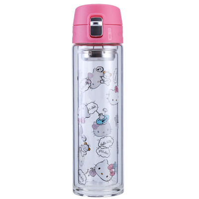 

Locklock locklock HELLO KITTY Hello Kitty Cute Childrens Double Glass Cup One-Button Cap Straight Moist Cup Pink 350ml HKT660PIK