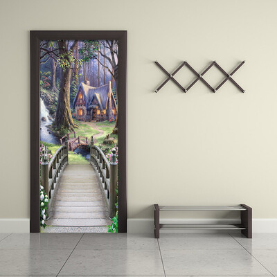 

PVC Self Adhesive 3D Wallpaper Fairy Forest Photo Wall Mural Door Sticker Living Room Bedroom Home Decor Sticker 77cm x 200cm
