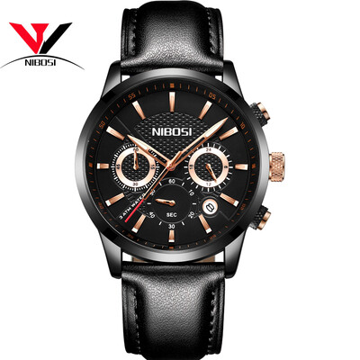 

NIBOSI Quartz Wristwatch Male Luxury Brand New Watch Chronograph Watches Fashion Leather Men Watches Relogio Masculino Casual Uhr