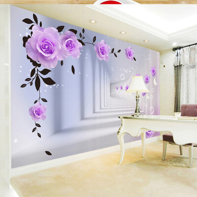 

Пользовательские 3D Stereo Purple Rose Mural Обои для спальни Гостиная Телевизор Диван Фон Стены Главная Декор Современные обои