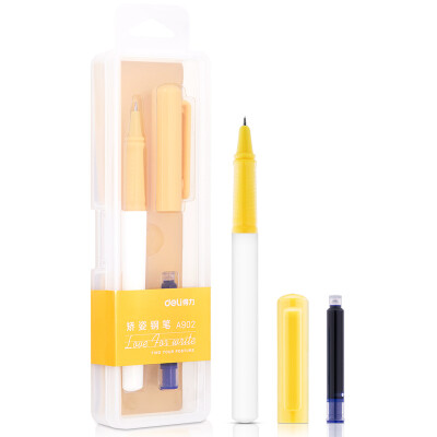 

Deli deli EF dark tip excellent series of posture posture pen signature pen positive posture pen student practice accompanying set gift ink capsule yellow A902