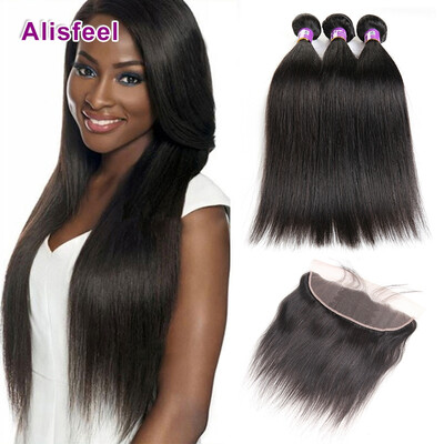 

Lace Frontal Closure With Bundles Straight Hair With Frontal Closure Brazilian Virgin Human Hair With Frontal