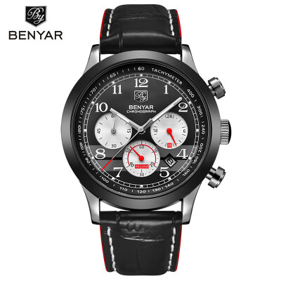 

BENYAR Brand Sport Waterproof Chronograph Men Watch Top Brand Luxury Male Leather Quartz Military Wrist Watch Men Clock saat