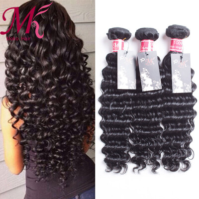 

Moko Hair Brazilian Virgin Hair Deep Wave 4 Bundles 7A Grade 100% Unprocessed Human Hair Weaving Bundles Brazilian Deep Wave