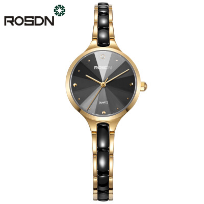 

ROSDN Womens Quartz Watch Ladies Watch Bracelet Women Wrist Watches Crystal Accented Ceramic Rose Gold Dress Watch