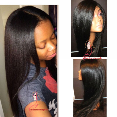 

Lace Front Human Hair Wigs Pre Plucked Hairline Yaki Straight Front Lace Wigs Brazilian Remy Hair Wigs With Baby Hair