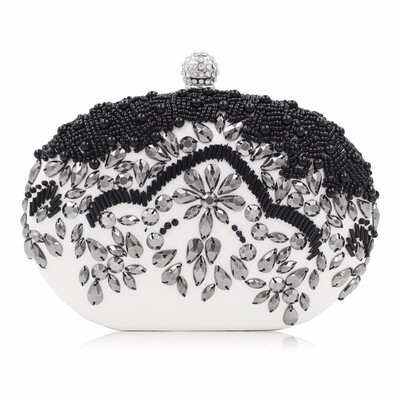 

Milisente Oval Evening Clutch Bag Fashion Small Day Clutches Lady Wedding Purse Diamond White Party Bag