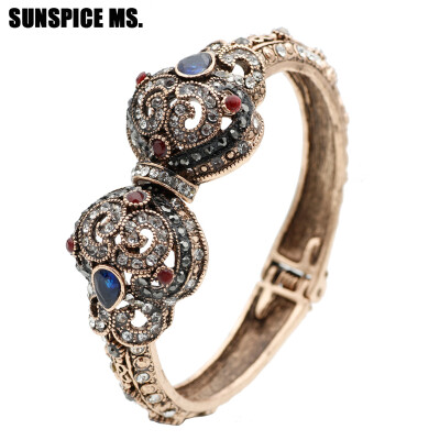 

SUNSPICE MS New Turkish Love Charm Vintage Cuff Bracelets & Bangles For Women Antique Gold Color Bohemia Indian Bangles Jewelry