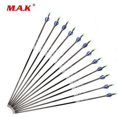 

24 pcs 315 Inches Spine 340 Diamter 76mm Carbon Shaft Arrow With Blazer Vans for Archery Hunting Compound Long Bow