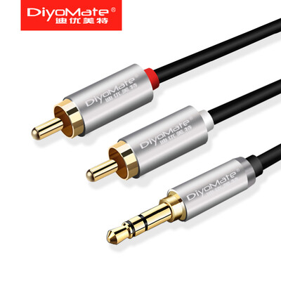 

Di graceful special 35mm audio line one minute two 35 double Lotus 2RCA male to male connector mobile computer audio speaker extension cable 1 meter OTN-12