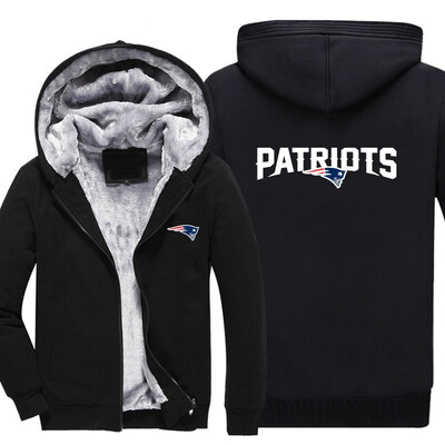 

2018 New USA SIZE Men Winter Autumn Hoodies football PATRIOTS pattern Fleece Coat Baseball Uniform Sportswear Jacket wool