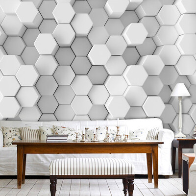 

Customized Personality 3D Stereoscopic Photo Wallpaper Modern Home Decor White And Black Grid Mural Living Room Sofa Background