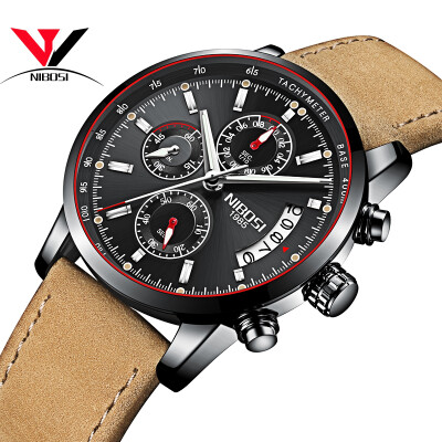 

NIBOSI Quartz Wrist Watch Men Top Brand Luxury Watch Fashion Men Sport Watch Leather Band Chronograph Stainless Steel Relogios