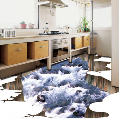 

Free Shipping torrent river flooring painting square office self-adhesive floor wallpaper mural 250cmx200cm