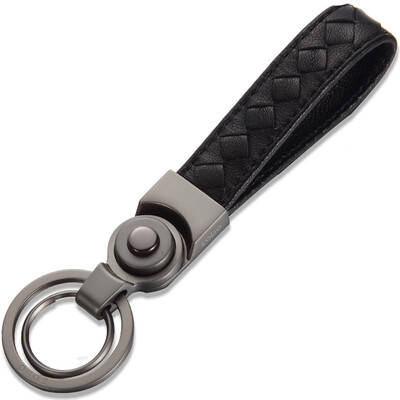 

Authentic zobo car key chain sheepskin spoon rope 180° rotating child double ring key ring car ornaments business gifts birthday gift ZB-929 black