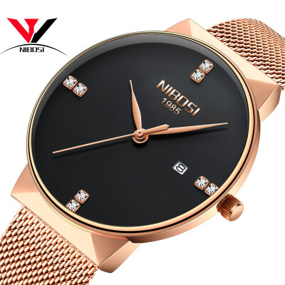 

Часы Mesh Band Montre Homme NIBOSI Watch Men Luxury Brand Знаменитые мужские часы из нержавеющей стали Серебряные кварцевые наручные часы для мужчин