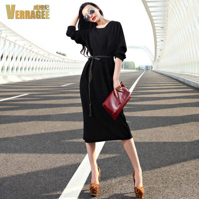 

VERRAGEE 2017 summer Europe and the United States temperament loose knitted in the long paragraph dress long skirt fem