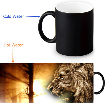 

Lion 350ml12oz Heat Reveal Mug Color Change Coffee Cup Sensitive Morphing Mugs Magic Mug Milk Tea Cups
