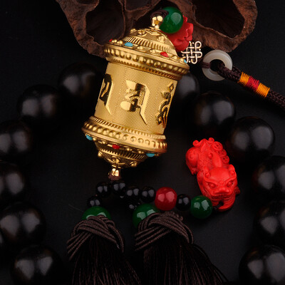 

Snowland impression car pendant car accessories Detian Buddhist alloy prayer wheel rearview mirror prayer wheel pendant