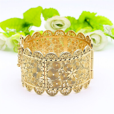 

Exquisite Arab Women Armlet Plus Size Bangle Bracelet Flower Gold Color Cuff Bangles Jewelry Dance Party Ethnic India Jewelry