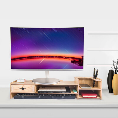 

Vilscijon Victorian computer monitor increased shelf desk surface shelf LCD display base support bracket keyboard finishing storage cabinet wood grain large 2270