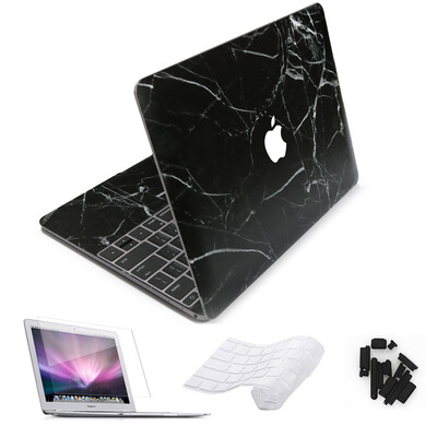 

New For Macbook Air Pro Retina 11 12 13 15 Laptop Sticker Black Marble Skin For Macbook Air 13 Skin Free keyboard Cover