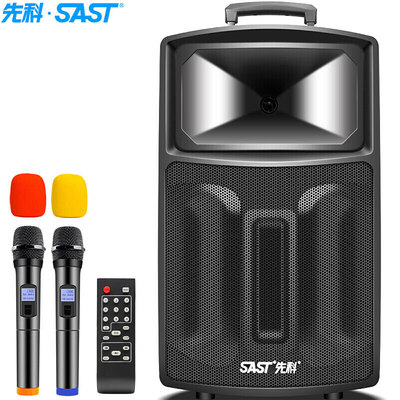 

SAST ST-1701W 12-дюймовый портативный открытый наружный стержень Active Power High Power Battery Card Dual Microphone Square Dance Speaker (черный)