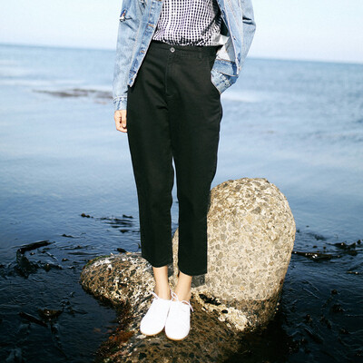

And with pure Raincun S2353 high waist black casual pants female loose thin chic students nine points harem pants black 27 S2353H027