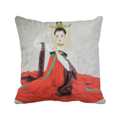 

Classical Beauty Chinese Style Watercolor Polyester Toss Throw Pillow Square Cushion Gift