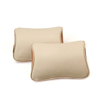

AOYALE car seat neck pillow car leather head pillow car headrest memory cotton headrest car supplies pair beige