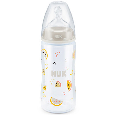 

NUK wide caliber bottle PP plastic baby bottle 300ml with silicone anti-flatulence nipple 6 months or more round hole female baby models random color pattern Germany imported