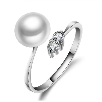 

Natural pearl ring opening ring S925 silver needle Jewelry wedding Lovers birthday Gifts