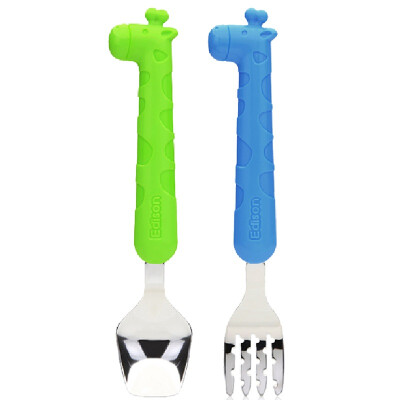 

Edison Edison Giraffe Children's Stainless Steel Fork Spoon Set (Green + Blue)
