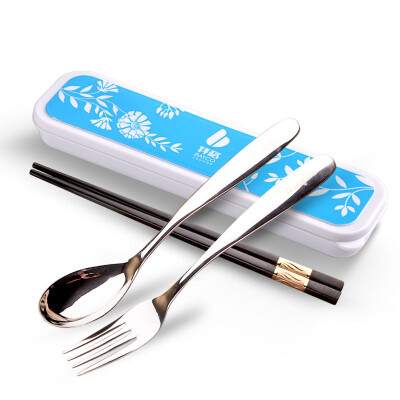 

【Jingdong supermarket】 Baige BAYCO portable tableware set stainless steel chopsticks spoon two copies of five sets of blue BX4315