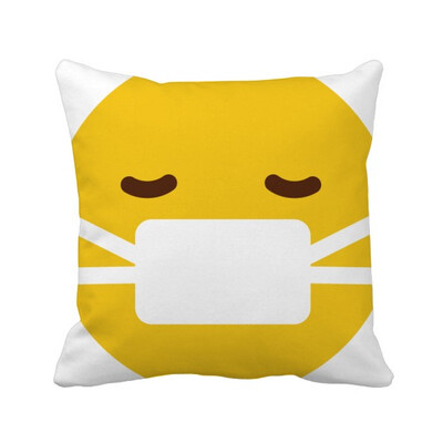 

Sick Mask Yellow Cute Online Chat Square Throw Pillow Insert Cushion Cover Home Sofa Decor Gift